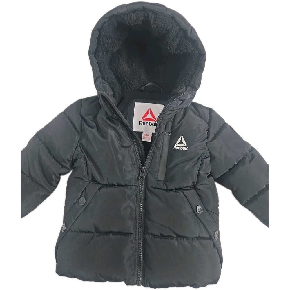 Reebok Infant/Baby Boy's 12M Black Puffer Jacket Fleece Lined